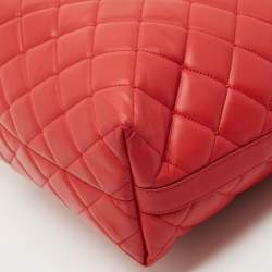 Pre Owned Dolce & Gabbana Red Quilted Leather Chain Shopper Tote
