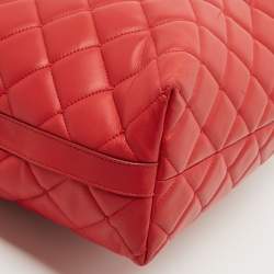 Pre Owned Dolce & Gabbana Red Quilted Leather Chain Shopper Tote