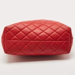 Pre Owned Dolce & Gabbana Red Quilted Leather Chain Shopper Tote