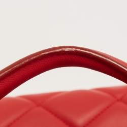 Pre Owned Dolce & Gabbana Red Quilted Leather Chain Shopper Tote