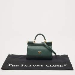 مملوكة مسبقًا Dolce & Gabbana Green Leather Small Miss Sicily East West Top Handle Bag