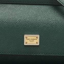 مملوكة مسبقًا Dolce & Gabbana Green Leather Small Miss Sicily East West Top Handle Bag