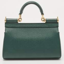 مملوكة مسبقًا Dolce & Gabbana Green Leather Small Miss Sicily East West Top Handle Bag