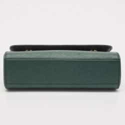 مملوكة مسبقًا Dolce & Gabbana Green Leather Small Miss Sicily East West Top Handle Bag