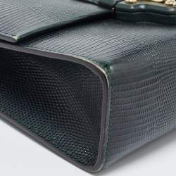 Pre Owned Dolce & Gabbana Green Lizard Embossed Leather Lucia Top Handle Bag