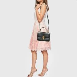 Pre Owned Dolce & Gabbana Green Lizard Embossed Leather Lucia Top Handle Bag