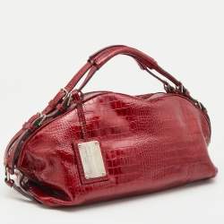 Pre Owned Dolce & Gabbana Red Croc Embossed Patent Leather Miss Bunny Bag