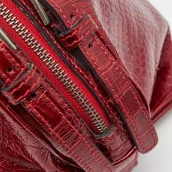 Pre Owned Dolce & Gabbana Red Croc Embossed Patent Leather Miss Bunny Bag