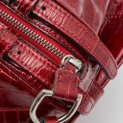 Pre Owned Dolce & Gabbana Red Croc Embossed Patent Leather Miss Bunny Bag