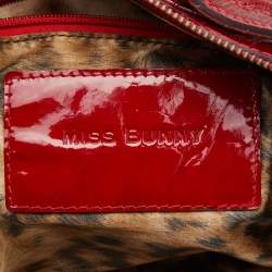 Pre Owned Dolce & Gabbana Red Croc Embossed Patent Leather Miss Bunny Bag