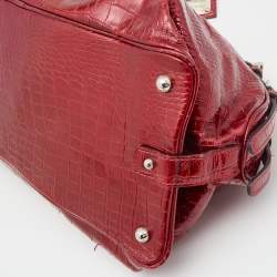 Pre Owned Dolce & Gabbana Red Croc Embossed Patent Leather Miss Bunny Bag