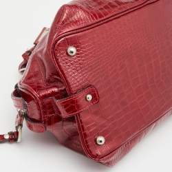 Pre Owned Dolce & Gabbana Red Croc Embossed Patent Leather Miss Bunny Bag