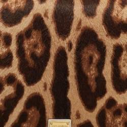 Pre Owned Dolce & Gabbana Brown Leopard Print Calfhair Shoulder Bag