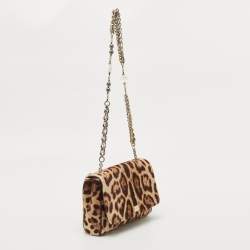 Pre Owned Dolce & Gabbana Brown Leopard Print Calfhair Shoulder Bag