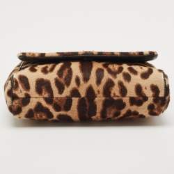 Pre Owned Dolce & Gabbana Brown Leopard Print Calfhair Shoulder Bag