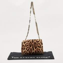 Pre Owned Dolce & Gabbana Brown Leopard Print Calfhair Shoulder Bag