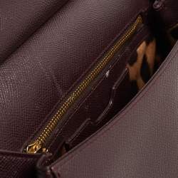 Dolce & Gabbana Plum Leather Medium Miss Sicily Top Handle Bag