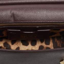 Dolce & Gabbana Plum Leather Medium Miss Sicily Top Handle Bag