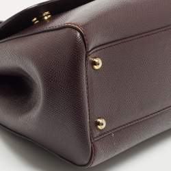 Dolce & Gabbana Plum Leather Medium Miss Sicily Top Handle Bag