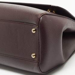 Dolce & Gabbana Plum Leather Medium Miss Sicily Top Handle Bag