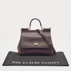 Dolce & Gabbana Plum Leather Medium Miss Sicily Top Handle Bag