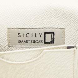 Pre Owned Dolce & Gabbana Off White Leather Miss Sicily Von Wallet on Chain