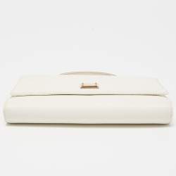 Pre Owned Dolce & Gabbana Off White Leather Miss Sicily Von Wallet on Chain