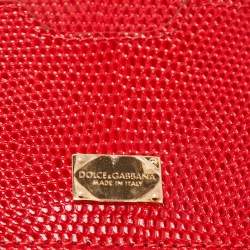 Dolce & Gabbana Red Lizard Embossed Leather Medium Miss Sicily Top Handle Bag