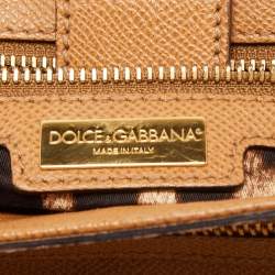 Pre Owned Dolce & Gabbana Brown Leather Large Miss Sicily Top Handle Bag