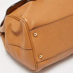 Pre Owned Dolce & Gabbana Brown Leather Large Miss Sicily Top Handle Bag