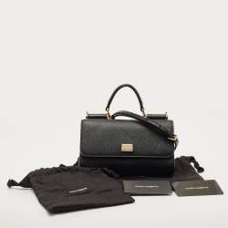 Pre Owned Dolce & Gabbana Black Leather Mini Miss Sicily Top Handle Bag
