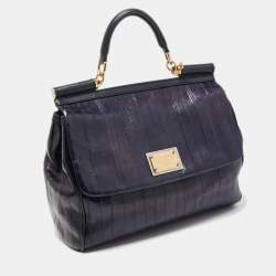 مملوكة مسبقًا Dolce & Gabbana Blue Eel Leather Large Miss Sicily Bag