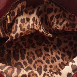 Pre Owned Dolce & Gabbana Dark Red Leather Brogues Oversized Satchel