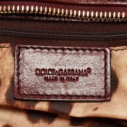 Pre Owned Dolce & Gabbana Dark Red Leather Brogues Oversized Satchel