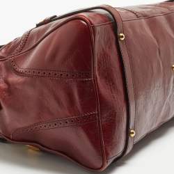Pre Owned Dolce & Gabbana Dark Red Leather Brogues Oversized Satchel