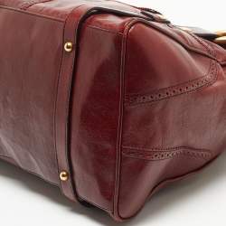 Pre Owned Dolce & Gabbana Dark Red Leather Brogues Oversized Satchel