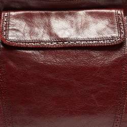 Pre Owned Dolce & Gabbana Dark Red Leather Brogues Oversized Satchel