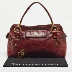 Pre Owned Dolce & Gabbana Dark Red Leather Brogues Oversized Satchel