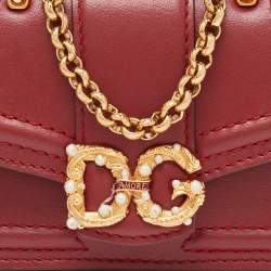 Dolce & Gabbana Red Leather DG Amore Chain Purse