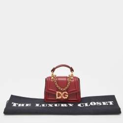 Dolce & Gabbana Red Leather DG Amore Chain Purse