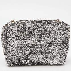 مملوكة مسبقًا Dolce & Gabbana Silver Sequin and Leather Miss Charles Shoulder Bag