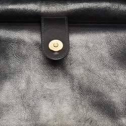Pre Owned Dolce & Gabbana Black/Brown Leopard Print Coated Canvas Large Miss Sicily Top Handle Bag