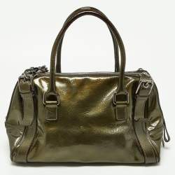 Dolce & Gabbana Olive Green Patent Leather Miss Easy Way Boston Bag