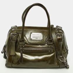 Dolce & Gabbana Olive Green Patent Leather Miss Easy Way Boston Bag