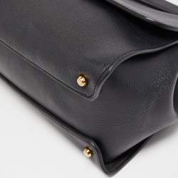 Pre Owned Dolce & Gabbana Black Leather Sicily Flap Top Handle Bag