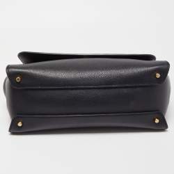 Pre Owned Dolce & Gabbana Black Leather Sicily Flap Top Handle Bag