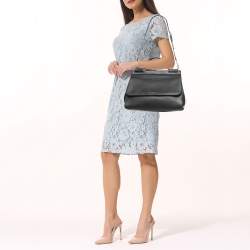 Pre Owned Dolce & Gabbana Black Leather Sicily Flap Top Handle Bag
