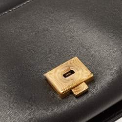 Pre Owned Dolce & Gabbana Black Leather Mini Devotion Chain Shoulder Bag