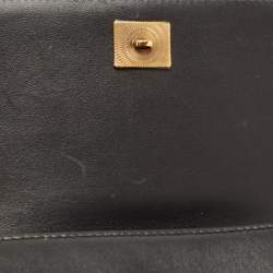 Pre Owned Dolce & Gabbana Black Leather Mini Devotion Chain Shoulder Bag