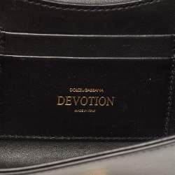 Pre Owned Dolce & Gabbana Black Leather Mini Devotion Chain Shoulder Bag